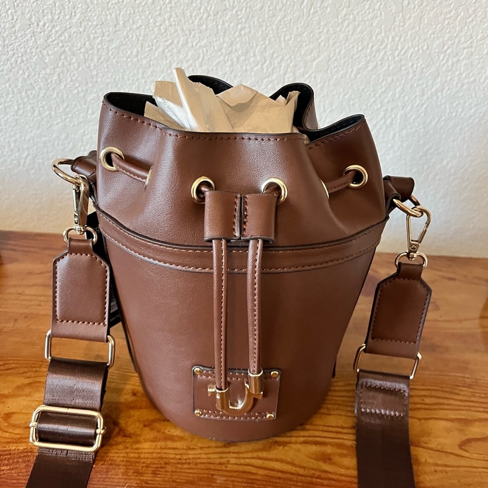 True Religion Chocolate Crossbody Bucket Bag
